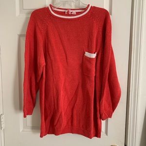 Vintage Cream and Red-Orange Sweater